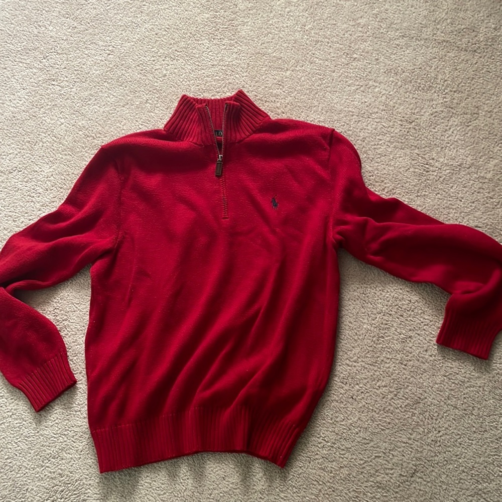 Mens Polo quarter zip red sweater size M